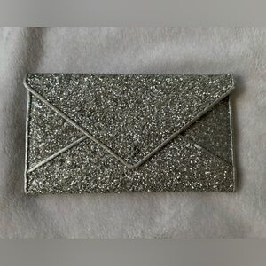 Tory Burch silver glitter envelope pouch